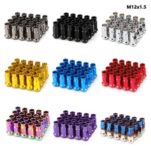 20pcs M12x1.5 Car Open End Lug Nut Set 48mm Steel Wheel Nuts Bolts with Socket - Picture 1 of 23