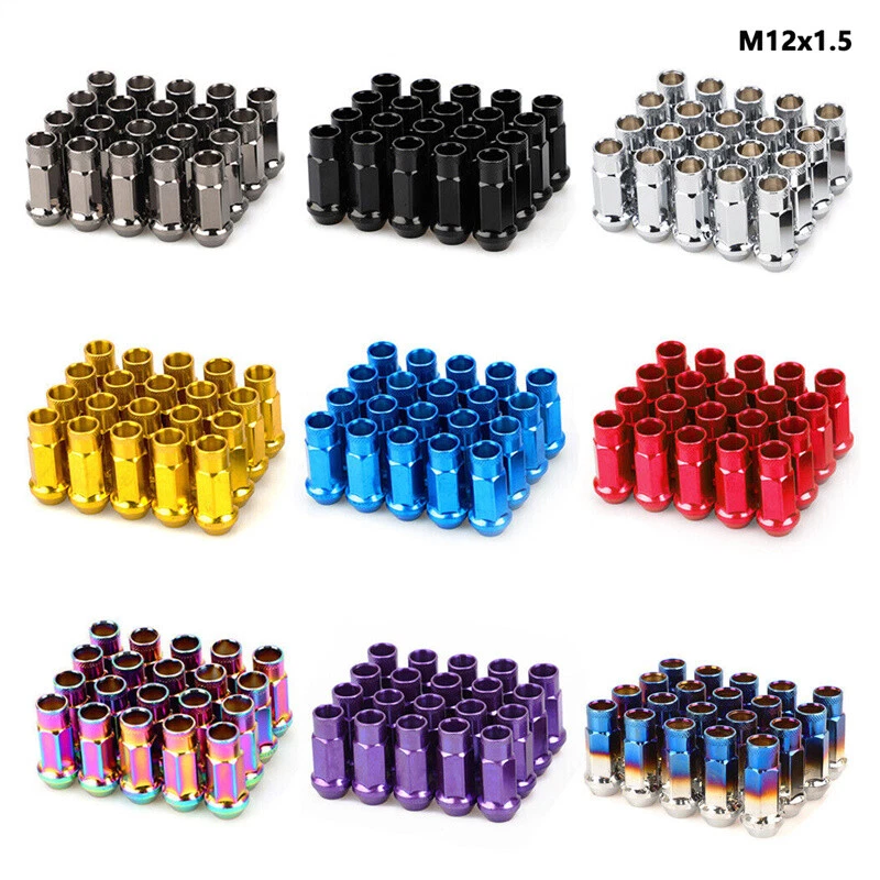 20Pcs M12x1.5 Car Open End Lug Nut Extended 48mm Steel Wheel Nuts Bolts w/Socket - Image 1 of 4