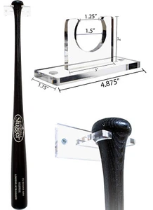 Clear Acrylic Vertical Standard Single Baseball Bat Wall Mount Bracket (A052) - Picture 1 of 4