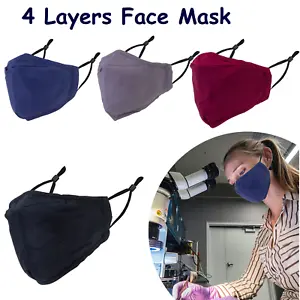 Adult Cotton Face Masks Washable Reusable with PM2.5 Filter Pocket Breathable - Picture 1 of 18