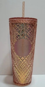 NEU 2021 Starbucks Winter Holiday Jeweled Tumbler Cold Cup 24oz ROSEGOLD - Bild 1 von 1