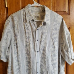 Tasso Elba Multicolor Island Shirt 100% Linen Button Up Short Sleeve, XL - Picture 1 of 6