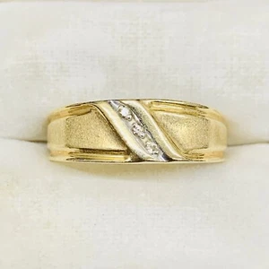 10k Yellow Gold Diamond Anniversary Engagement Wedding Ring Band Size 8 7mm 3.3g - Picture 1 of 10