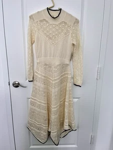 by Anthropologie Dress Womens Sz PS Ivory Victorian Handkerchief Sweater Knit - Picture 1 of 15