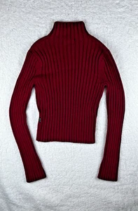 Vintage 90s Y2K Abercrombie & Fitch L Red Sweater Jumper Ribbed Rollneck Collar - Picture 1 of 17
