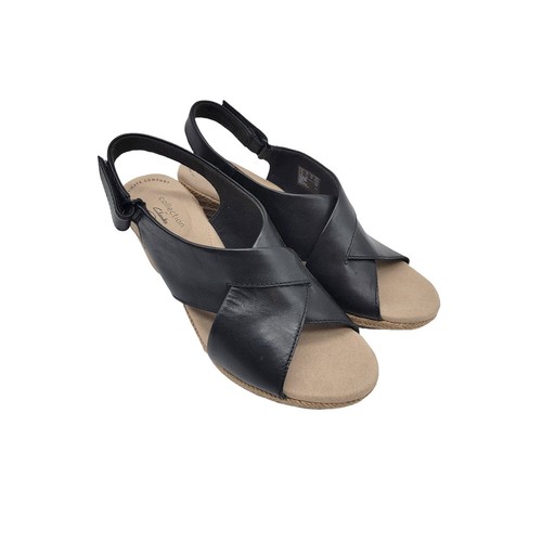 CLARKS Collezione by Clark sandali donna taglia 9 con zeppa sul retro neri massimo comfort