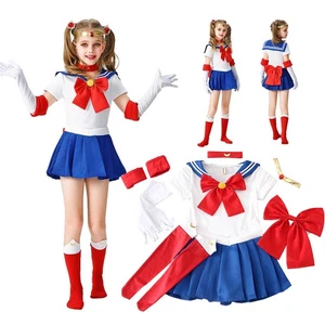 Xcoser Sailor Moon Costume Cosplay Sailormoon Fancy Dress Up Kids Halloween Set - Picture 1 of 24