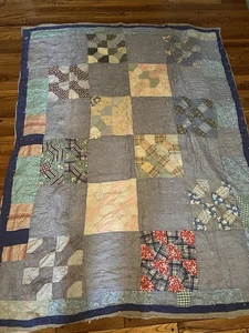 Edredón de retazos vintage hecho a mano 83x65 cambio de siglo ver fotos - Imagen 1 de 6