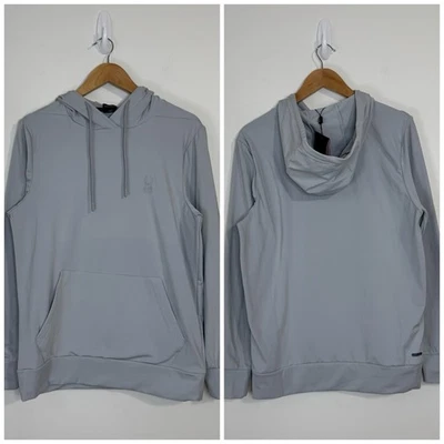 NUEVO CON ETIQUETAS Spyder Active Pullover Sudadera con Capucha Talla M Gris Bolsillos Cordones Gimnasio Atlético Foto 1 de 4