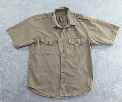 Cabelas Shirt Mens Medium Khaki Safari Series Short Sleeve Hiking Outdoor Button - Image 1 of 4
