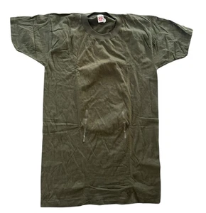 T-shirt bianca vintage verde militare anni 80 fondo di magazzino alta taglia grande - Foto 1 di 2