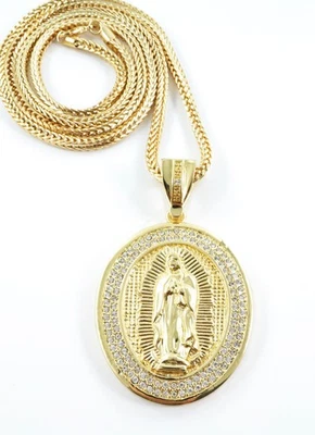 Pingente Hip Hop Ouro Jesus Corrente Franco Pedra Completa 36 Polegadas Último - Imagem 1 de 4