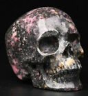 2,0 Zoll rosa & schwarz Rhodonit geschnitzter Kristallschädel, realistisch, Kristallheilung