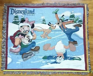 VTG Disney Tapestry Woven Throw Blanket Wrap Mickey Minnie Donald Goofy Bag New - Picture 1 of 9