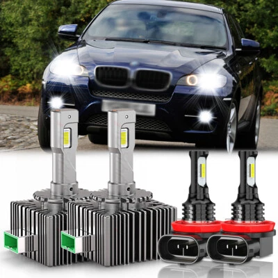 For 2008-2014 BMW X6 Combo LED HeadlightS Bulbs High/Low + Fog Lights Kit 6000K - Изображение 1 из 4