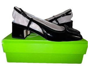 NEW Sam Edelman Womens 7.5 M Tracie Slingback Pump Open Heels Black Patent Strap - Picture 1 of 9
