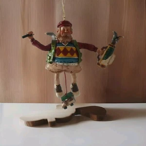 Christmas Golfing Ornament Santa 5" Dangling Holding Golf Club Moving Arms & Leg - Picture 1 of 8