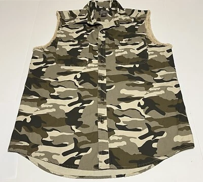 CE Schmidt Work Wear Camo Shirt Men's Size Medium Sleeveless Button Pockets - Image 1 of 4