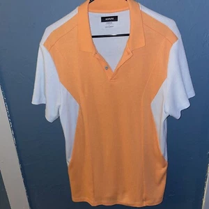 Alfani Polo / Golf Shirt Mens L Orange Blue Golf Casual Stretch C - Picture 1 of 16