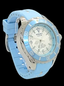 Kyboe! Mens Watch Giant 48MM Stainless Steel Case Blue Silicone Band 100M WR - Picture 1 of 4