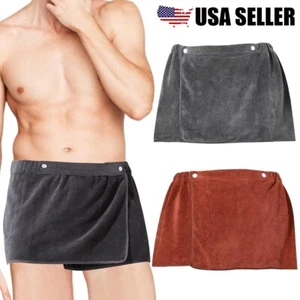 Men's Bath Towel Wearable Shower Wrap Short Pants Soft Mircofiber Swimming USA - Picture 1 of 32