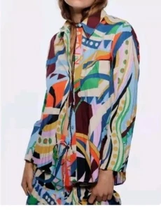Zara Printed Pocket Blouse Limited Edition , Medium 10 12 - Picture 1 of 7