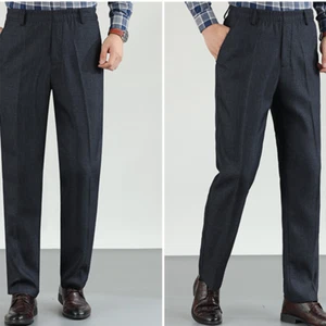 Men Elastic Waist Trouser Formal Casual Business Office Dress Pants Bottoms Long - Picture 1 of 18