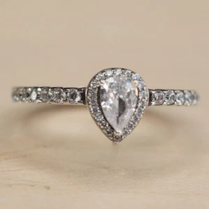 New Authentic Pandora Radiant Teardrop Ring Multiple Size 196254CZ W Hinged Box - Picture 1 of 8