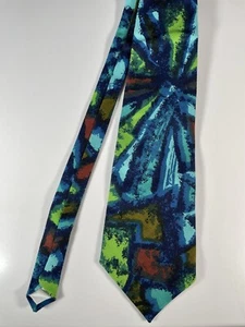 Corbata Cornell California Multicolor Verde Azul 53” X 4.5” Retro  - Imagen 1 de 3