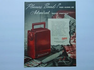 1948 ADMIRAL PETITE PORTABLE RADIO vintage art print ad - Picture 1 of 1