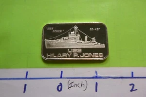 U.S.S. HILARY JONES WWII BATTLE SHIP MARITIME MINT 999 SILVER BAR 200 MADE 8HJ2 - Picture 1 of 2