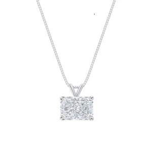 1/2 Ct Radiant Cut Lab Grown Diamond East-West Necklace 14K White Gold F/VS - Picture 1 of 2