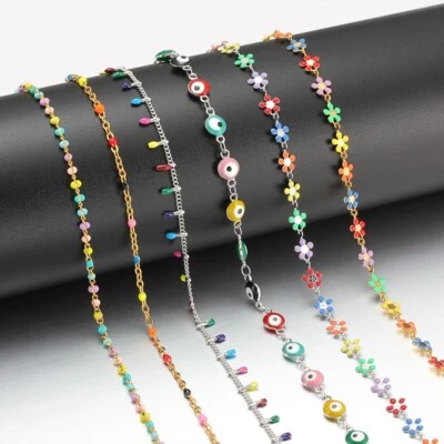12 pcs/Lot Stainless Steel Women Multi-Colour Enamel Chain Necklaces Wholesale - Image 1 of 4