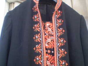 Vintage black dress handmade Bulgarian embroidery - Picture 1 of 12