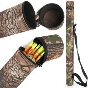 Archery Arrow Quiver Camo Waterproof Back Bag Tube Holder Target Bow Hunting - Picture 1 of 13