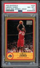 Lebron James Rookie Card 2003-04 Bazooka Road Red Jersey Gold #223 PSA 8.5