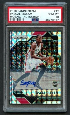2016 Panini Prizm Mosaic Auto PASCAL SIAKAM #72 RC PSA 10 GEM MT Rookie Auto - Image 1 of 2