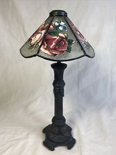 Vintage Metal Footed Tealight Holder With Stained Glass Shade 12" Tall