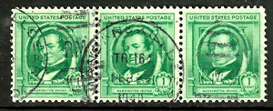 RAILROAD CANCEL --& KILLDEER on Famous American 1 Cent 1940 US 36E - Picture 1 of 2