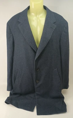 Canali Mens Blue Striped Kei Cashmere Topcoat Overcoat Coat Size 58 R EU/ 48 US - Image 1 of 4