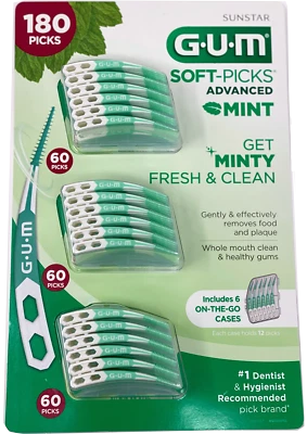 Goma Soft-Picks Advanced Mint, hilo dental para el cuidado, palillos de dientes, 180 selecciones Foto 1 de 4