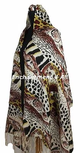 Stunning 2-Ply 100% Cashmere Pashmina ANIMAL PRINT Shawl Wrap Brown/Yellow/Black - Picture 1 of 4