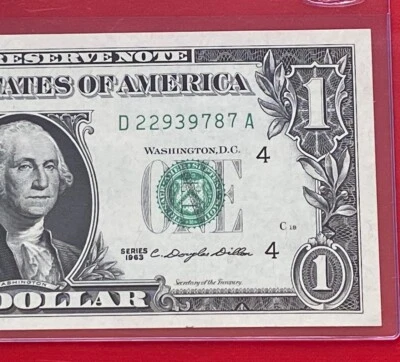 1963 $1 DOLLAR BILL ( CLEVELAND D ) UNCIRCULATED - Image 1 of 3