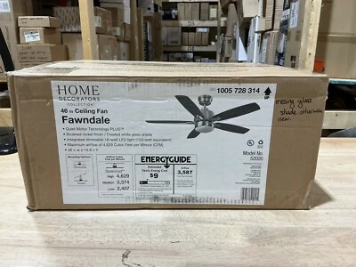 READ DESCRIPTION! Fawndale 46” Indoor Integrated LED Brushed Nickel Ceiling Fan - Image 1 of 4