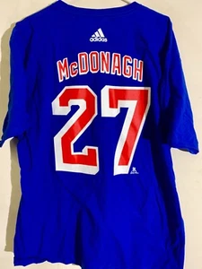 adidas  NHL T-Shirt New York Rangers Ryan McDonagh Blue sz L - Picture 1 of 2