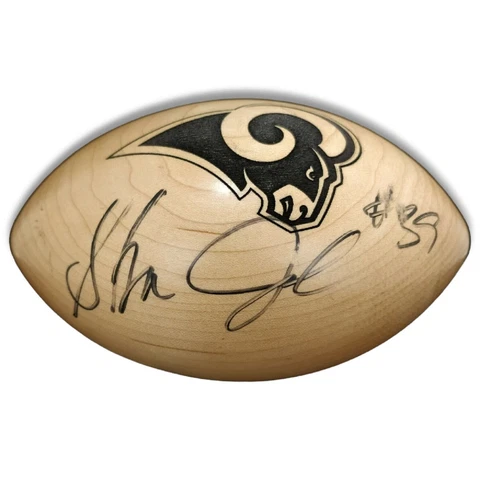 St. Louis Rams Steven Jackson 39 Signed GBOW Mini Wooden Football Made in USA Cover