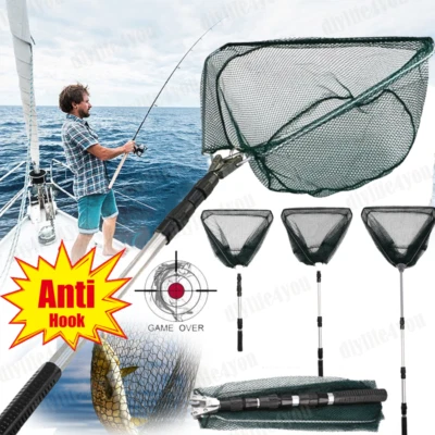 1.3M Telescopic Fishing Landing Nets Folding Handle Bird Fish Catch Release Pond - Image 1 of 4