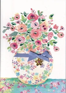 PAPYRUS MOTHERS DAY CARD NIP (MSRP $7.95) BOWL FLOWERS W/CHARM CARD (P6) - Picture 1 of 2