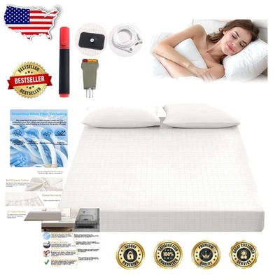 特大号接地床套 - 90% 有机棉,10% 纯银色纤维适用于 S... — 第 1/4 张图片