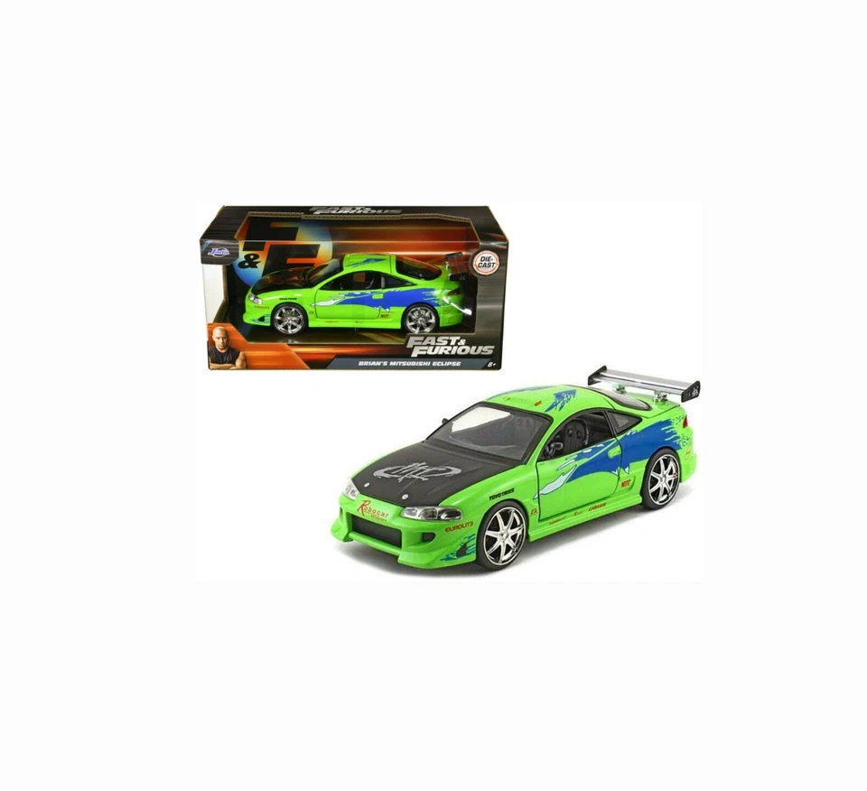 Fast and Furious Brian's 1995 MITSUBISHI Eclipse Jada Diecast Toy Car 5" 1 32